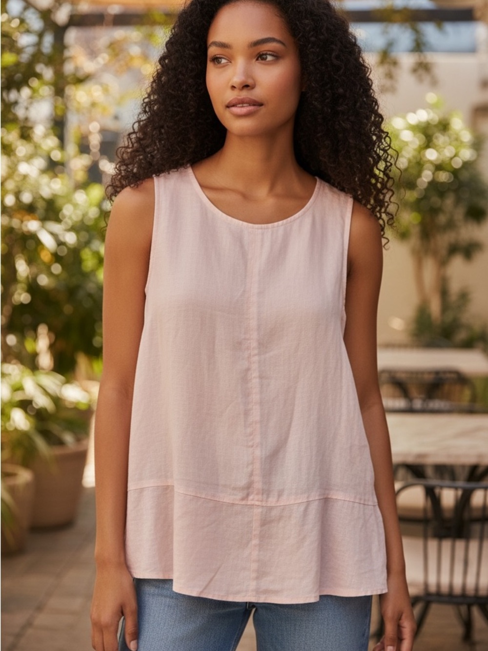 Lord & Taylor Blush Pink Sleeveless Peplum Blouse